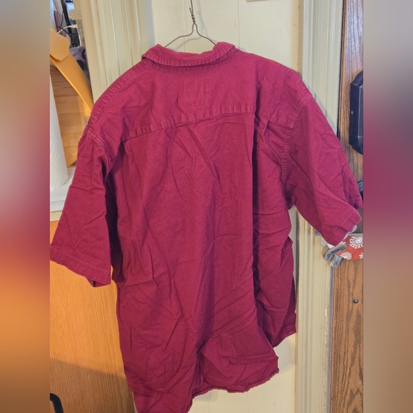 Wrangler Flex for Comfort Button Up Shirt Men's XL Burgundy Short Sleeve - Picture 2 of 6